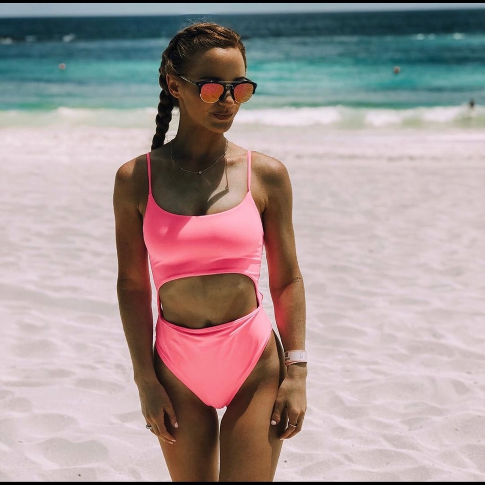 Pink one piece bathing suit - worn once!